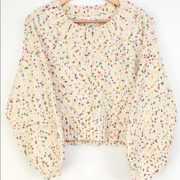 Sweaters - Cream Multi Confetti Chenille Knit Sweater